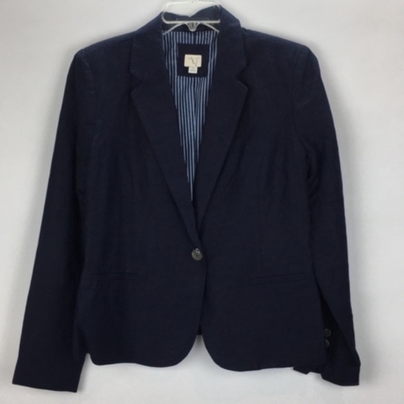 A New Day Navy Linen Blazer New - Picture 4 of 7